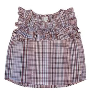 La‎ Vie Rebecca Taylor Lurex Plaid Ruffle Top S Pink Coquette Fairycore Boho EUC